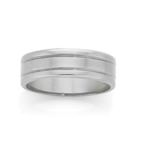 Titanium-7mm-Lined-Edge-Gents-Ring on sale