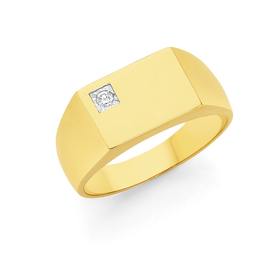 9ct-Gold-Diamond-Signet-Gents-Ring on sale
