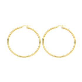 9ct+Gold+2x40mm+Hoop+Earrings