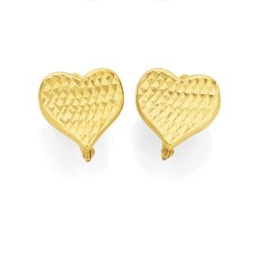 9ct+Gold+Concave+Heart+Huggie+Earrings