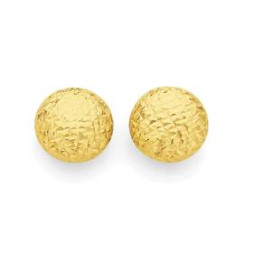 9ct+Gold+Button+Stud+Earrings