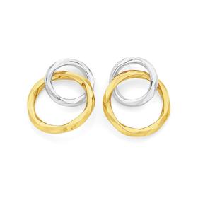 9ct+Two+Tone+Gold+Double+Twist+Circle+Stud+Earrings