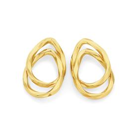 9ct+Gold+Double+Twist+Pear+Stud+Earrings