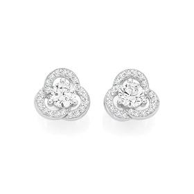 Silver+CZ+Fancy+Knot+Stud+Earrings