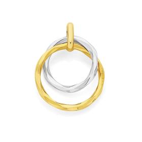 9ct+Two+Tone+Gold+Double+Twist+Circle+Pendant