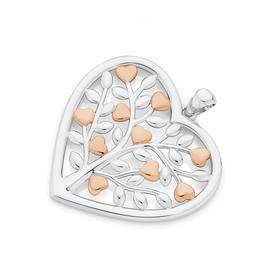 Silver-Rose-Gold-Plated-Tree-of-Life-Heart-Pendant on sale