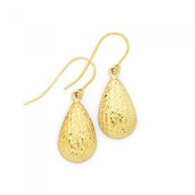 9ct+Gold+on+Silver+Pear+Drop+Earrings