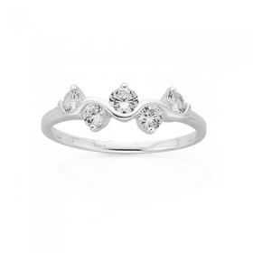 Sterling-Silver-Cubic-Zirconia-Wave-Ring on sale