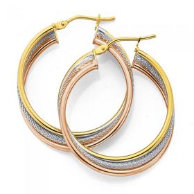 9ct-Tri-Tone-Gold-25mm-Triple-Hoops on sale