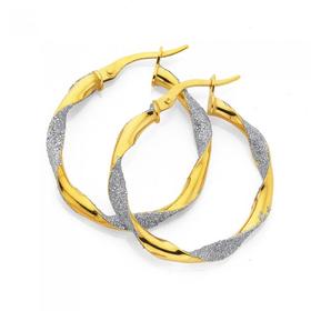 9ct-Two-Tone-Gold-20mm-Stardust-Glitter-Hoop-Earrings on sale