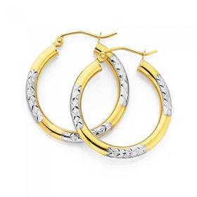 9ct-Two-Tone-Gold-20mm-Hoop-Earrings on sale