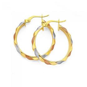 9ct-Tri-Tone-Gold-20mm-Twist-Hoops on sale