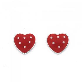 Sterling-Silver-Red-Polka-Dot-Heart-Studs on sale