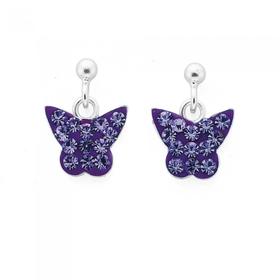 Sterling-Silver-Lavender-Crystal-Butterfly-Drop-Studs on sale