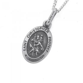 Sterling-Silver-12mm-Oval-St-Christopher-Medal on sale