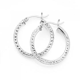 Silver-20mm-25mm-Sparkly-Hoop-Earrings on sale