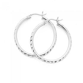 Silver-25mm-25mm-Diamond-Cut-Sparkle-Hoops on sale