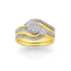 9ct-Gold-Diamond-Trilogy-Three-Piece-Bridal-Set on sale