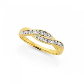 9ct+Gold+Diamond+Crossover+Swirl+Dress+Ring