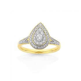 9ct-Gold-Diamond-Pear-Shape-Dress-Ring on sale