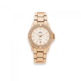 Elite+Ladies++Rose+Tone+Stone+set+Watch