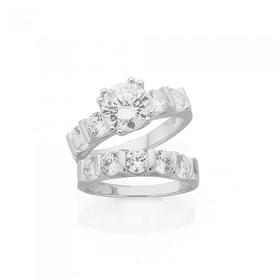 Silver-Cubic-Zirconia-Bridal-Set on sale