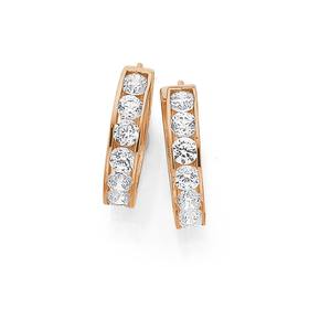 9ct-Rose-Gold-Cubic-Zirconia-Huggie-Earrings on sale