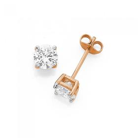 9ct-Rose-Gold-Cubic-Zirconia-Stud-Earrings on sale