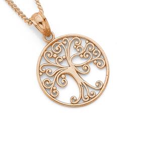 9ct-Rose-Gold-Filigree-Tree-of-Life-Round-Pendant on sale