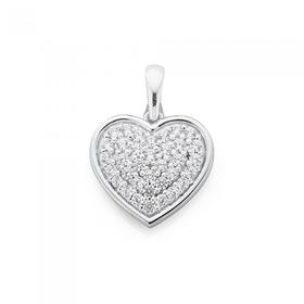 Silver-Cubic-Zirconia-Pave-Plain-Border-Heart-Enhancer on sale