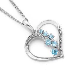 9ct-White-Gold-Aquamarine-Diamond-Heart-Pendant on sale