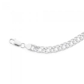 Silver-Large-21cm-Fancy-Double-Curb-Bracelet on sale