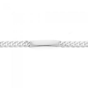 Silver+22cm+Diamond+-Cut+Curb+Identity+Bracelet