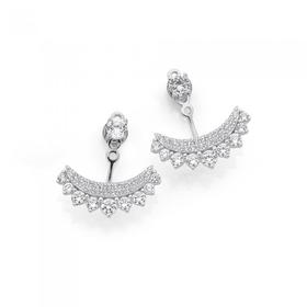 Silver-3-Row-Fancy-Graduated-Cubic-Zirconia-Earwings on sale