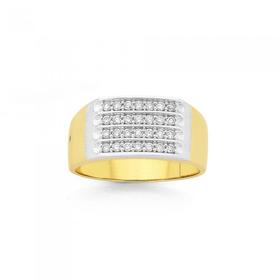 9ct-YellowWhite-Gold-Diamond-Channel-Set-Gents-Ring on sale