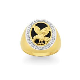 9ct-Gold-Onyx-Diamond-Gents-Ring on sale