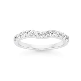 18ct+White+Gold+Diamond+Curved+Band