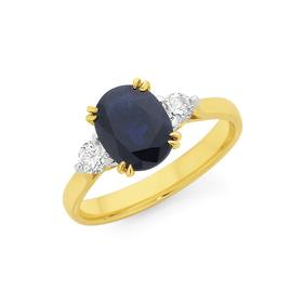 9ct+Gold+Sapphire+%26amp%3B+Diamond+Trilogy+Ring