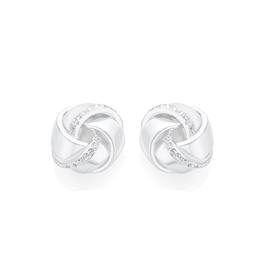 Silver-CZ-Edge-Knot-Earrings on sale
