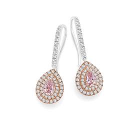 Silver+and+Rose+Gold+Plate+Blush+Pink+CZ+Pear+Cluster+Earrings