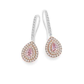 Silver-and-Rose-Gold-Plate-Blush-Pink-CZ-Pear-Cluster-Earrings on sale