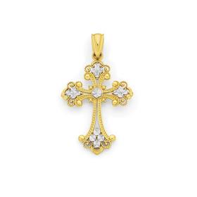 9ct+Two+Tone+Gold+Cross+Pendant