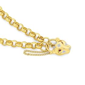 9ct+Gold+19cm+Solid+Diamond+%26amp%3B+Natural+Ruby+Padlock+Bracelet