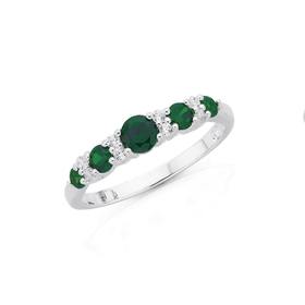 Sterling-Silver-5-Dark-Green-Cubic-Zirconia-Anniversary-Ring on sale