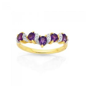 9ct-Gold-Amethyst-Diamond-Dress-Ring on sale