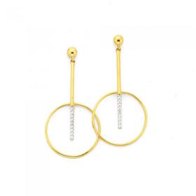 9ct-Two-Tone-Gold-Bar-Circle-Drop-Earrings on sale