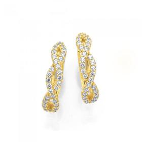 9ct-Gold-Cubic-Zirconia-Huggie-Earrings on sale