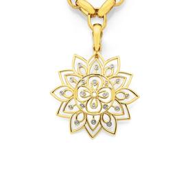 9ct-Two-Tone-Gold-Floral-Mandala-Enhancer-Pendant on sale