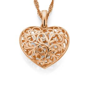 9ct-Rose-Gold-Filigree-Puff-Heart-Enhancer-Pendant on sale