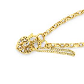 9ct-Gold-19cm-Solid-Belcher-Diamond-Padlock-Bracelet on sale